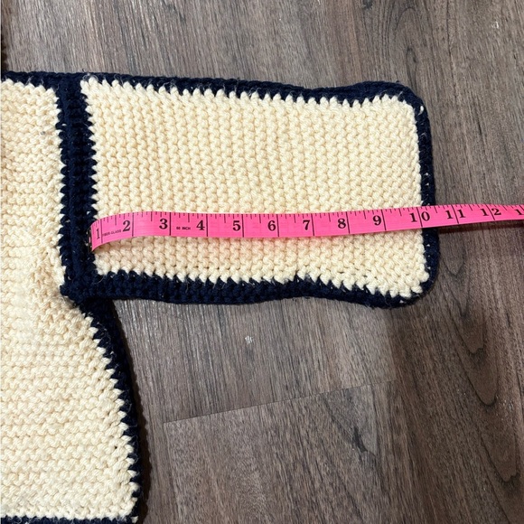 Hand Knit Kids Cream and Blue Sweater - Picture 6 of 6